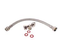 SOMATHERM FOR YOU, Kit de raccordement WC complet avec robinet équerre 1/4 de tour nickelé, flexible 30 cm M12/17-F12/17 et 2 joints fibre pour installation facile et durable