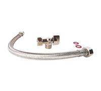 SOMATHERM FOR YOU - Kit de raccordement WC complet avec un robinet de WC équerre 1/4 de tour nickelé 12/17 (3/8''), un flexible M12/17 (3/8'') -F12/17 (3/8''), 2 joint