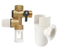 SOMATHERM FOR YOU, Kit NF avec groupe de sécurité en laiton et siphon anti-odeur pour chauffe-eaux à accumulation - Sécurité hydraulique, vanne d'arrêt et clapet anti-retour inclus