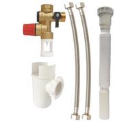 SOMATHERM FOR YOU - Kit Sécu Inox, Groupe De Sécurité NF 20/27, Siphon 26/34, Flexible D'Évacuation Extensible, Raccordement Chauffe-Eau, Installation Facile, Accessoires Sanitaires, Eau Agressive