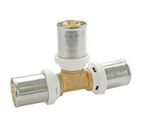 SOMATHERM FOR YOU - Lot de 10 Tés à Sertir pour Tube Multicouche Ø20 - Multisertissage TH/H/U - Corps Laiton CW617N - Douille Acier Inoxydable - Fenêtre de Contrôle