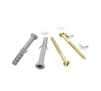 SOMATHERM FOR YOU, Lot de 2 fixations pour cuvette de WC 8x80mm avec caches esthétiques blancs et chromés, idéal pour une installation solide et élégante au sol