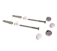 SOMATHERM FOR YOU, Lot de 2 fixations pour cuvette de WC ou bidet 6x70mm - Fixation au sol, diamètre de cheville 6mm, avec 2 caches blancs, idéal pour une installation sécurisée