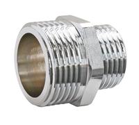 SOMATHERM FOR YOU, Mamelon laiton nickelé réduit double mâle 15/21-20/27, raccord durable pour eau chaude/froide, installation facile, compatible avec tous raccords filetés