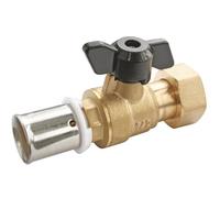 SOMATHERM FOR YOU, Mini vanne à sphère à sertir pour tube PER Ø16 mm, sortie femelle 15/21 (1/2"), idéale pour applications chauffage et sanitaire, compatible eau chaude/froide