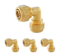 SOMATHERM FOR YOU, Raccord à compression coude égal PER Ø16 - Installation rapide et fiable - Normé ACS - Compatible avec tube PER diamètre 16 - Pression max 10 bars - Eau chaude/froide (Lot de 4)