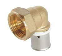SOMATHERM FOR YOU, Raccord à sertir écrou tournant coudé 20/27 pour tube PER Ø20 - Installation rapide et fiable, acier inoxydable, compatible avec profils H, U, RF, pression max 10 bars