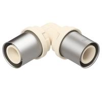 SOMATHERM FOR YOU, Raccord coude 90° multicouche Ø20 en PPSU, résistant jusqu'à 134°C, système de multisertissage U-TH-H-RFz, étanchéité triple joint, EN 21003