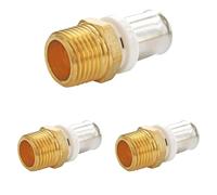 SOMATHERM FOR YOU, Raccord droit à sertir pour tube multicouche Ø16, mâle 20/27, acier inoxydable, double joints toriques, conforme NF 545, pour eau chaude/froide, 10 bars max (Lot de 3)