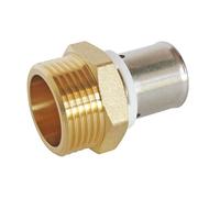 SOMATHERM FOR YOU, Raccord droit à sertir pour tube PER Ø16 mm, mâle 20/27 (3/4"), acier inoxydable, sertissage multiprofil H/U/RF, applications chauffage et sanitaire, 10 bars