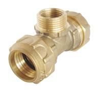 SOMATHERM FOR YOU, Raccord Té Mâle 3/4" en laiton pour tube PE Ø25 mm - Serrage Extérieur - Étanchéité optimale - Pression 20 bars - Température +5°C à +80°C - Norme ACS