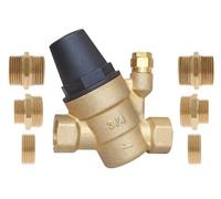 SOMATHERM FOR YOU - Réducteur de Pression Réglable à Membrane - Compact et Facile à Installer - FF3/4" Avec Multi-Raccords - Pression Sortie Réglable 1 à 5 Bars - Jaune