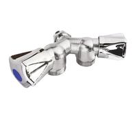 SOMATHERM FOR YOU, Robinet à clapet double sorties en Y, entrée M1/2", sorties M3/4", corps en laiton chromé, montage orientable, norme ACS, idéal pour lave-linge et lave-vaisselle