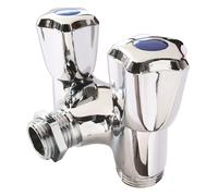 SOMATHERM FOR YOU, Robinet à clapet double sorties M1/2" pour machine à laver, entrée mâle 1/2", sorties mâles 3/4", corps en laiton chromé, montage toutes positions, norme ACS