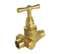 SOMATHERM FOR YOU, Robinet d'arrêt à potence à purge à souder pour tube cuivre 14mm, en laiton brut, durable et fiable, idéal pour vidage et hivernage, entretien facile - Livré sans purgeur