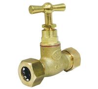 SOMATHERM FOR YOU - Robinet d'Arrêt Droit Laiton avec Jonction Instantanée Ø14 mm - Double Mâle 15/21 - Corps en Laiton Brut - Tête à Potence - Jaune