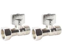 SOMATHERM FOR YOU, Robinet d'arrêt droit pour WC - Entrée Mâle 3/8", Sortie Ecrou tournant 3/8" - Poignée 1/4 de tour - Corps en laiton nickelé - Joint EPDM inclus - Fiable et design (Lot de 2)