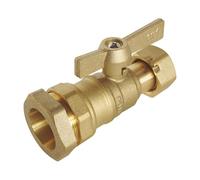 SOMATHERM FOR YOU, Robinet d'arrêt en laiton pour compteur d'eau, entrée PE Ø32 mm, sortie écrou tournant 3/4", manette papillon, double joint torique, norme ACS, étanchéité optimale