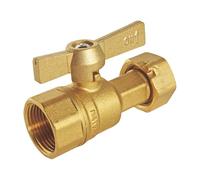 SOMATHERM FOR YOU, Robinet d'arrêt en laiton pour compteur, Femelle 3/4", Ecrou tournant 3/4", Manette papillon, étanchéité double joint torique, usage eau potable, norme ACS