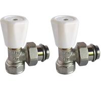 SOMATHERM FOR YOU, Robinet de radiateur équerre 3/8" nickelé, simple réglage, tête manuelle pour température ambiante, étanchéité optimale, installation murale ou au sol, 100°C max (Lot de 2)