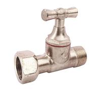 SOMATHERM FOR YOU, Robinet de WC droit en laiton nickelé brut M12/17 avec écrou tournant 12/17, fermeture à potence, remplissage rapide, pression max 6 bars, étanchéité optimale