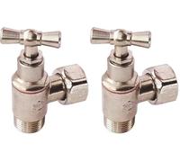 SOMATHERM FOR YOU, Robinet de WC équerre en laiton nickelé M12/17 avec écrou tournant 12/17, fermeture à potence, presse-étoupe, pour un remplissage rapide et étanchéité optimale (Lot de 2)