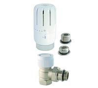 SOMATHERM FOR YOU, Robinet thermostatique équerre universel 3/8" ou 1/2", compatible avec têtes M30x1,5, réglage précis de 6°C à 28°C, installation facile, étanchéité garantie