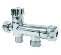 SOMATHERM FOR YOU, Robinet WC 3 voies anticalcaire avec tête céramique, entrée écrou-tournant F3/8", sortie M3/8" et M1/2", finition chromée, design moderne, 5 ans de garantie