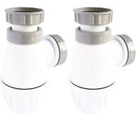 SOMATHERM FOR YOU, Siphon de lavabo réglable en plastique blanc avec joint intégré, hauteur ajustable de 45 à 99 mm, sortie pour tube de 32 mm, garde d'eau 50 mm, débit 51 l/min (Lot de 2)