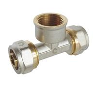 SOMATHERM FOR YOU, Té à visser pour tube multicouche Ø16 F15/21 - Raccordement facile et rapide sans outil, étanchéité par joints toriques, pression max 10 bars, température 5°C à 90°C