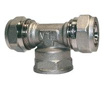 SOMATHERM FOR YOU, Té à visser pour tube multicouche Ø20, femelle 20/27, raccordement facile sans outil, étanchéité par joints toriques, pression max 10 bars, température 5-90°C