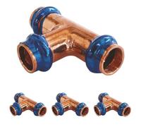 SOMATHERM FOR YOU, Té égal cuivre à sertir FFF Ø14, raccord indémontable conforme EN1057, pression max 16 bars, température max 95°C, témoin de sertissage, joint étanchéité EPDM (Lot de 4)