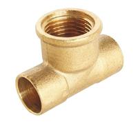 SOMATHERM FOR YOU, Té laiton à souder Femelle Ø14 - Femelle 15/21 pour plomberie, raccordement eau sanitaire et chauffage, compatible tube cuivre, étanchéité filet ou joint plat