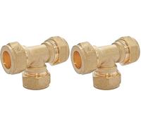 SOMATHERM FOR YOU, Té laiton égal bague à compression pour tube cuivre Ø18 - Raccordement plomberie durable - Compatible avec tous tubes cuivre - Idéal pour eau chaude/froide (Lot de 2)