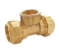 SOMATHERM FOR YOU, Té laiton Femelle au centre pour tube PE Ø25, Femelle 20/27, serrage extérieur, joint torique EPDM, étanchéité optimale, usage réseau d'eau potable, 20 bars