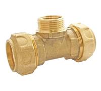 SOMATHERM FOR YOU, Té laiton Mâle au centre pour tube PE Ø20, Mâle 15/21, serrage extérieur, étanchéité optimale, joint EPDM, résistant à 20 bars, usage eau potable, température +5°C à 80°C