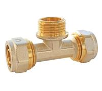 SOMATHERM FOR YOU - Té Mâle à Compression pour Tube Multicouche Ø16mm - Mâle au Centre 15/21 (1/2") - Installation Facile et Rapide - Gris/Argent - Idéal Chauffage et Sanitaire