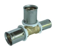 SOMATHERM FOR YOU, Té réduit à sertir PER Ø16-Ø16-Ø12, compatible avec profils mâchoire H, U, RF Installation rapide, résistant à la corrosion, pression max 10 bars, norme NF