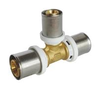 SOMATHERM FOR YOU, Té réduit à sertir pour tube multicouche Ø20-Ø16-Ø20, compatible avec profils U, H, TH Sécurisé, conforme NF 545, idéal pour eau chaude/froide