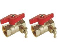 SOMATHERM FOR YOU, Vanne à sphère Double Femelle 1/2" à purge, manette papillon, corps en laiton, étanchéité par double joints toriques, idéale pour eau chaude/froide, garantie 3 ans (Lot de 2)