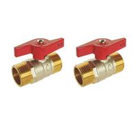 SOMATHERM FOR YOU, Vanne à sphère Double Mâle 3/4" - Manette papillon - PN 16 - Étanchéité par double joints toriques - Corps en laiton CW617N - Résistante à 90°C - Garantie 3 ans (Lot de 2)