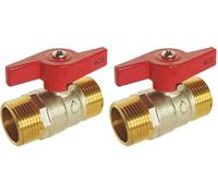 SOMATHERM FOR YOU, Vanne à sphère Double Mâle 3/8" - Manette papillon - PN 16 - Étanchéité par double joints toriques - Corps en laiton CW617N - Résistante à l'eau chaude et froide (Lot de 2)