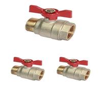 SOMATHERM FOR YOU, Vanne à sphère mâle/femelle 12/17 avec manette papillon, passage intégral, étanchéité renforcée, débit optimal, corps en laiton, pression 30 bars, garantie 5 ans (Lot de 3)