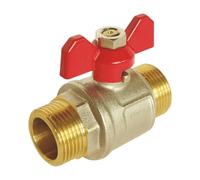 SOMATHERM FOR YOU, Vanne à sphère mâle/mâle 20/27 avec manette papillon, passage intégral pour débit optimal, étanchéité renforcée, corps en laiton, pression 30 bars, garantie 5 ans