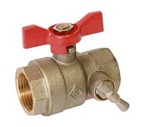 Somatherm - Vannes d'arrêt manette papillon - Vanne à sphère PN30 Passage intégral ACS Papillon rouge F/F à purge 1/2'(15x21) SOMATHERM