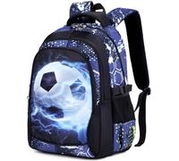 SOMBLG Garçon Sacs À Dos Pour Enfant Adolescents Sac À Dos Etanche Backpack For Boys Kids Grand 18 Pouces (3-Noir Football)