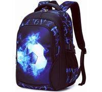SOMBLG Garçon Sacs À Dos Pour Enfant Adolescents Sac À Dos Etanche Backpack For Boys Kids Grand 18 Pouces (5-Bleu Football)