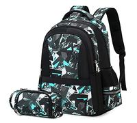 SOMBLG Sac a Dos Garcon Ado Cartable Ecole Sac à Dos College Sac Ados Adolescent École Primaire Scolaire Garçon Impermeable Enfant (6-Bleu 2PCS)