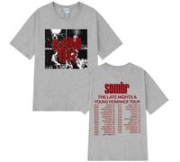 Sombr Late Nights & Young Romance Tour Tee Unisexe Blanc Recto Verso-Grey||4X_l