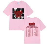 Sombr Late Nights & Young Romance Tour Tee Unisexe Blanc Recto Verso-Pink||4X_l